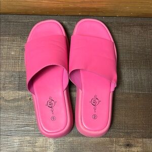 Sole Mates Women's Pink Heeled‎ Slides Slipper Sandles Summer Shoes 9 platforms